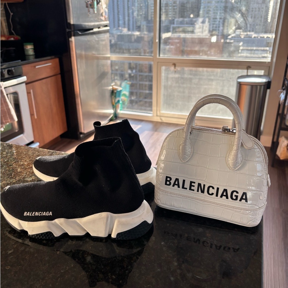 Balenciaga White Croc-Embossed Women's Bag - Picture 5 of 7